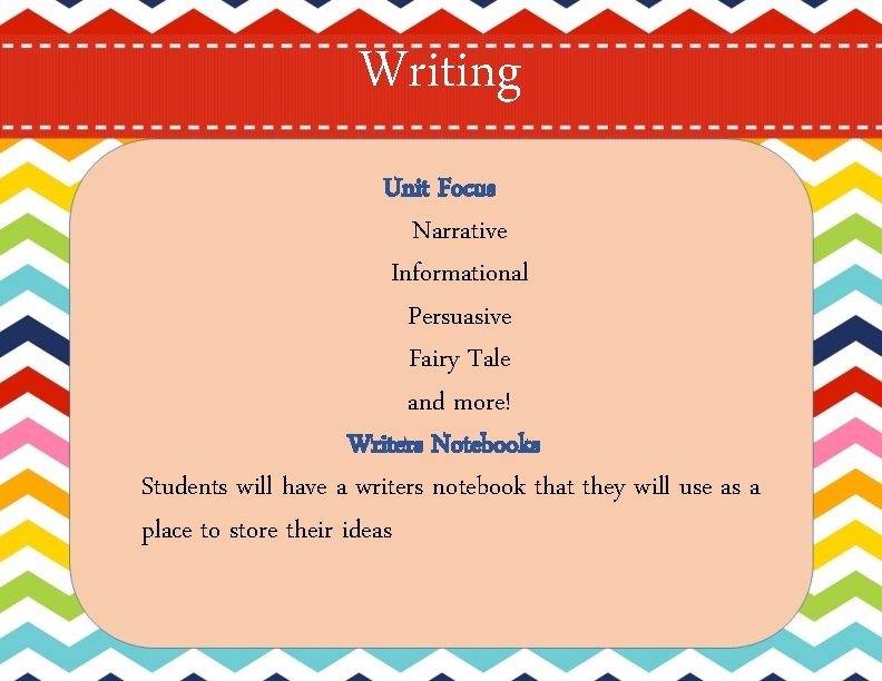 Writing Unit Focus Narrative Informational Persuasive Fairy Tale and more! Writers Notebooks Students will