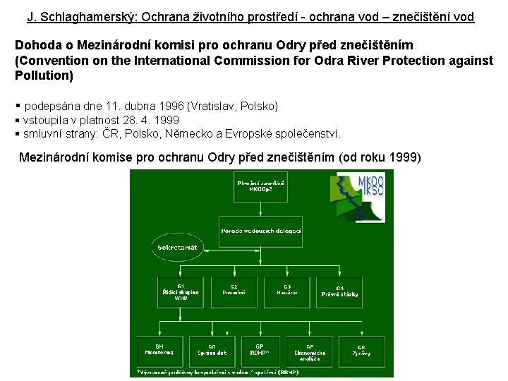 J. Schlaghamerský: Ochrana životního prostředí - ochrana vod – znečištění vod Dohoda o Mezinárodní