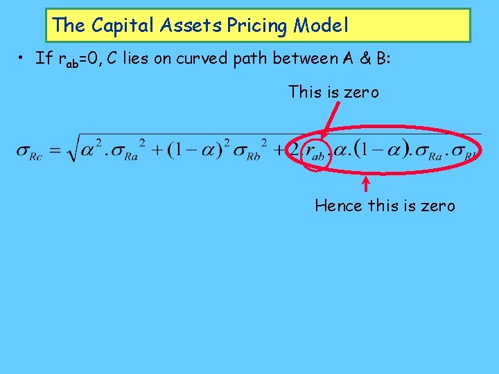 The Capital Assets Pricing Model • If rab=0, C lies on curved path between