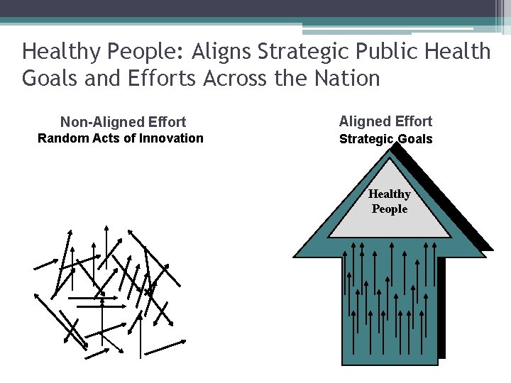 Healthy People: Aligns Strategic Public Health Goals and Efforts Across the Nation Non-Aligned Effort