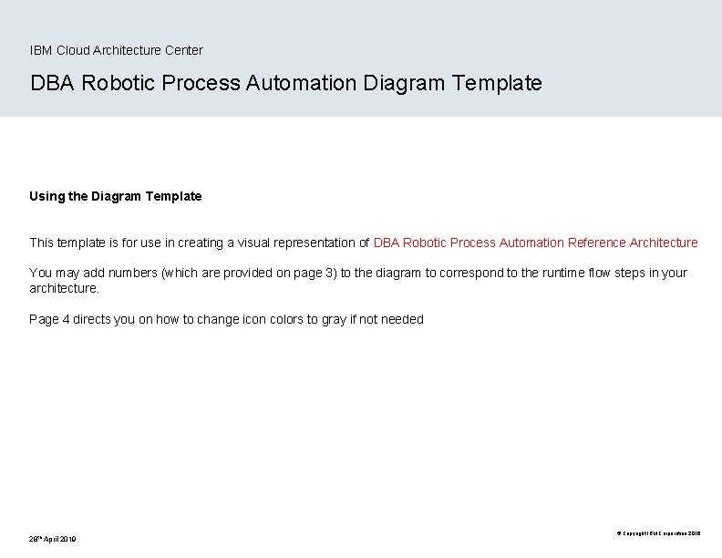 IBM Cloud Architecture Center DBA Robotic Process Automation Diagram Template Using the Diagram Template