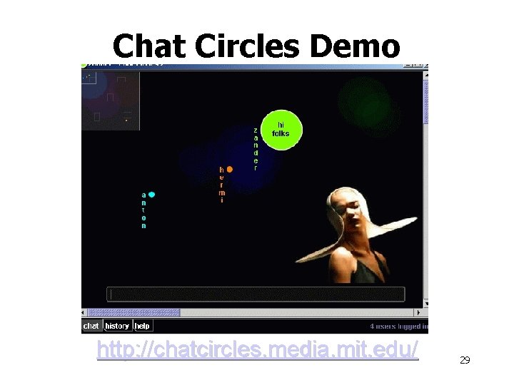 Chat Circles Demo http: //chatcircles. media. mit. edu/ 29 