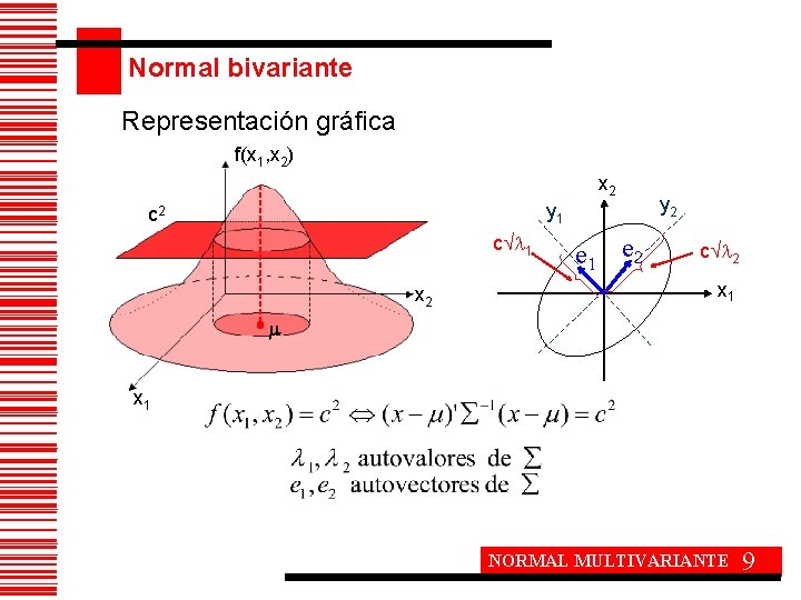 Normal bivariante Representación gráfica f(x 1, x 2) x 2 y 1 c 2