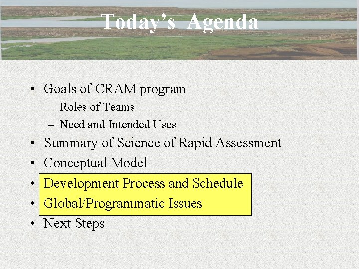 Today’s Agenda • Goals of CRAM program – Roles of Teams – Need and