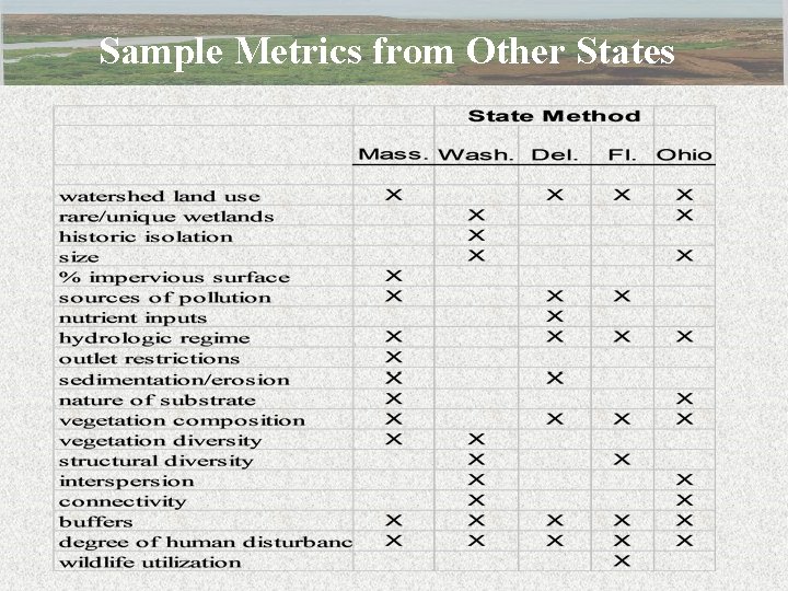 Sample Metrics from Other States 