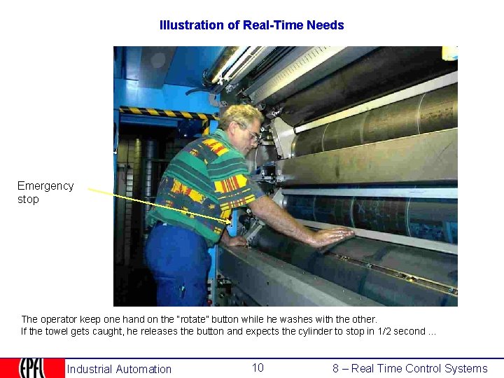 Illustration of Real-Time Needs Emergency stop The operator keep one hand on the “rotate”
