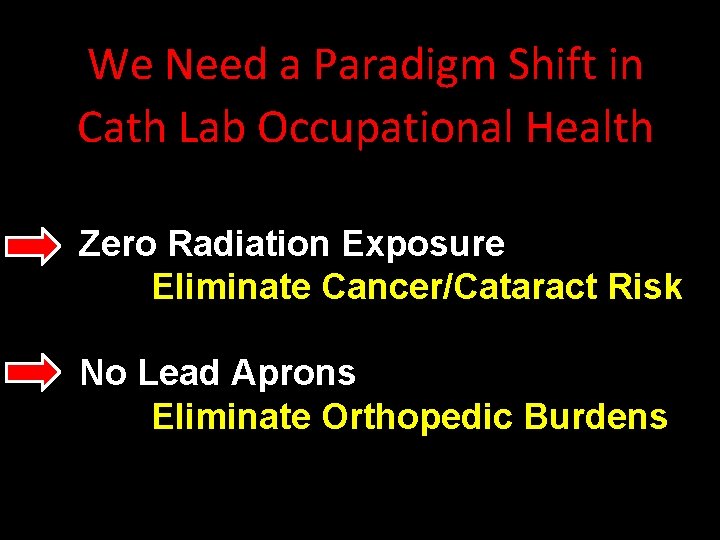 We Need a Paradigm Shift in Cath Lab Occupational Health Zero Radiation Exposure Eliminate