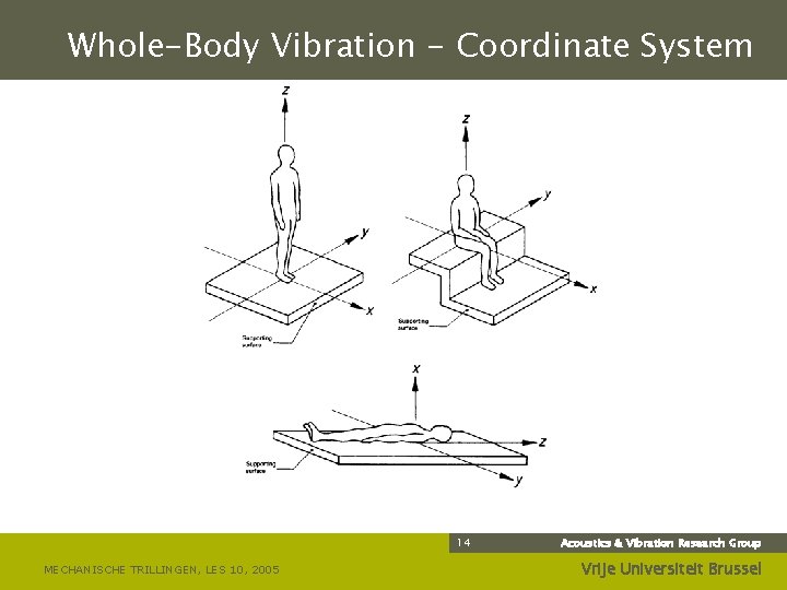 Whole-Body Vibration - Coordinate System 14 MECHANISCHE TRILLINGEN, LES 10, 2005 Acoustics & Vibration