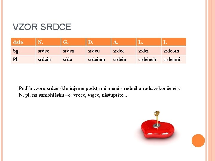VZOR SRDCE číslo N. G. D. A. L. I. Sg. srdce srdca srdcu srdce VZOR SRDCE číslo N. G. D. A. L. I. Sg. srdce srdca srdcu srdce