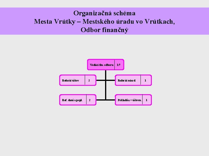 Organizačná schéma Mesta Vrútky – Mestského úradu vo Vrútkach, Odbor finančný Vedúci fin. odboru