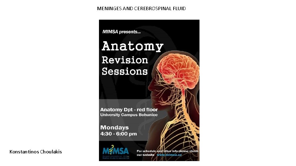 MENINGES AND CEREBROSPINAL FLUID Konstantinos Choulakis 