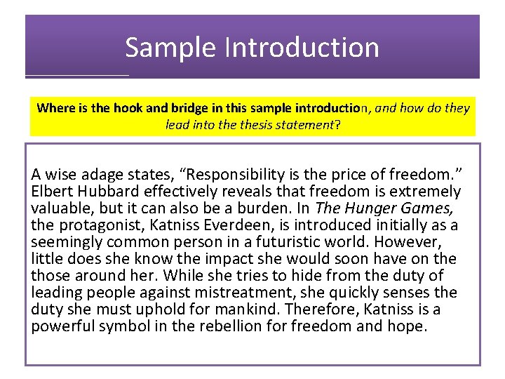 Sample Introduction Where is the hook and bridge in this sample introduction, and how