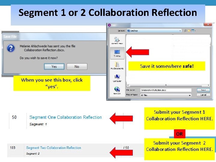 Segment 1 or 2 Collaboration Reflection Save it somewhere safe! When you see this