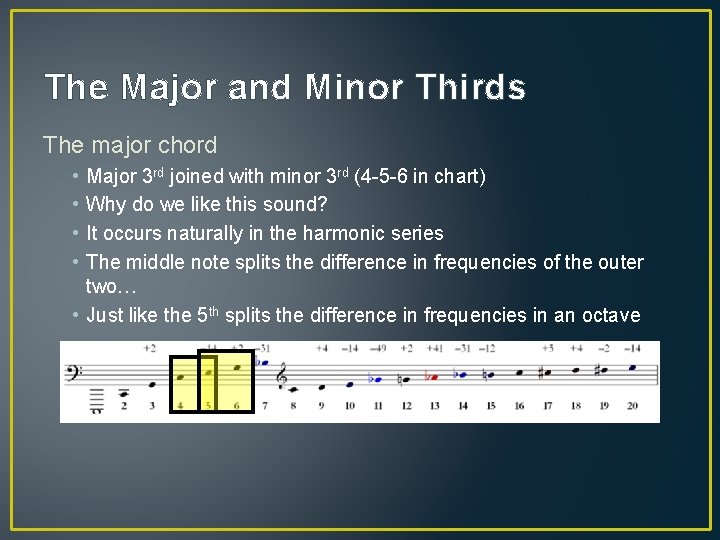 The Major and Minor Thirds The major chord • • Major 3 rd joined