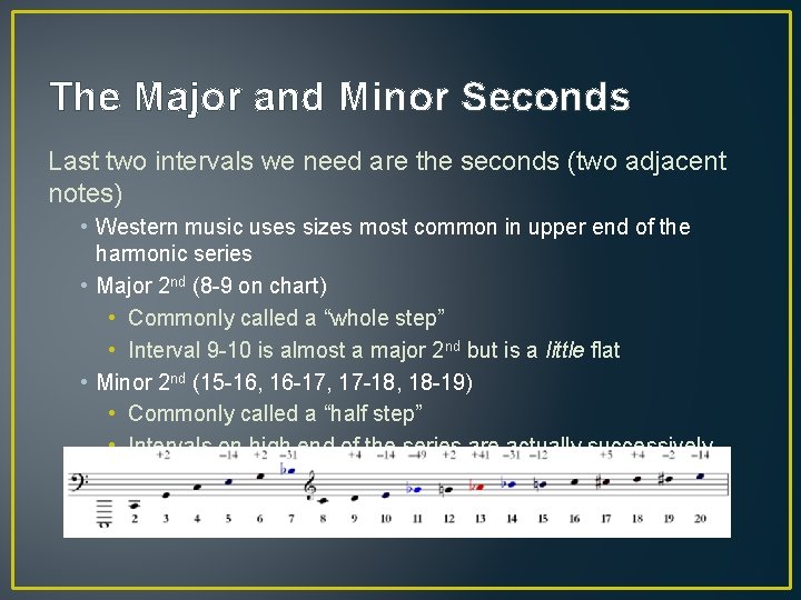 The Major and Minor Seconds Last two intervals we need are the seconds (two
