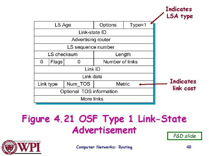 Indicates LSA type Indicates link cost Figure 4. 21 OSF Type 1 Link-State Advertisement