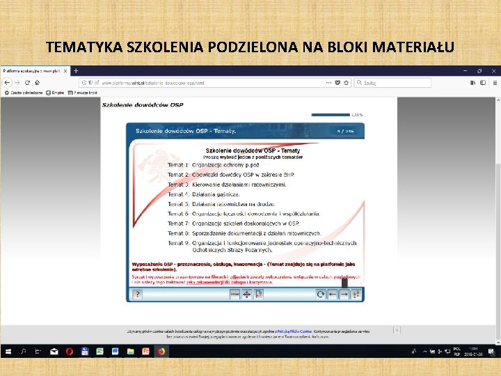 TEMATYKA SZKOLENIA PODZIELONA NA BLOKI MATERIAŁU 