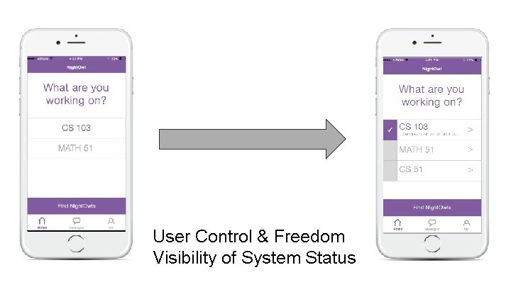 User Control & Freedom Visibility of System Status 
