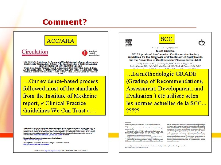 Comment? ACC/AHA SCC …Our evidence-based process followed most of the standards from the Institute