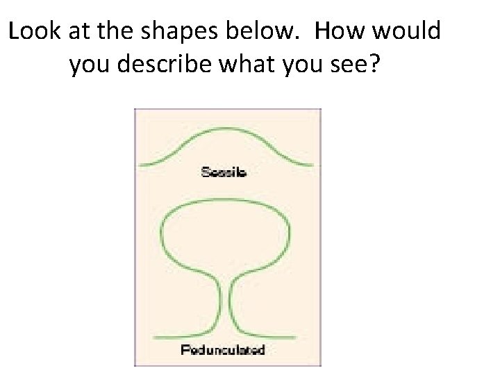 Look at the shapes below. How would you describe what you see? 