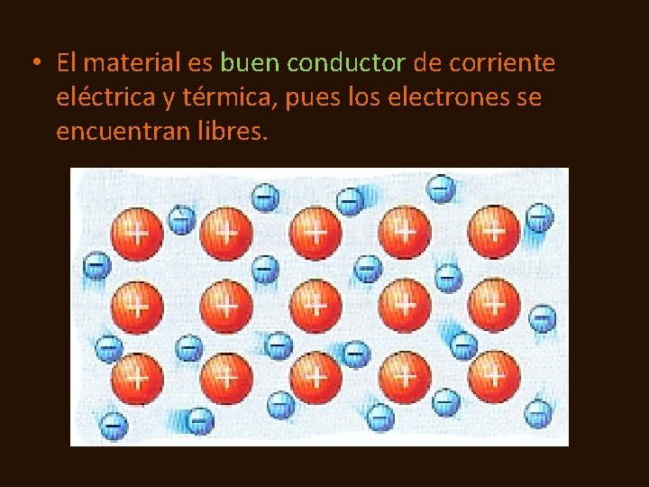  • El material es buen conductor de corriente eléctrica y térmica, pues los