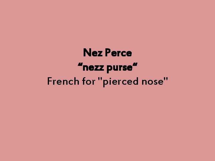 Nez Perce “nezz purse“ French for "pierced nose" 