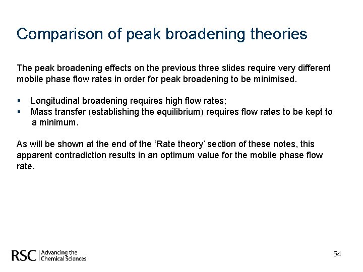 Comparison of peak broadening theories The peak broadening effects on the previous three slides