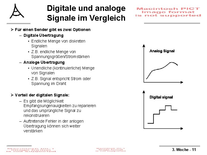 Digitale und analoge Signale im Vergleich Ø Für einen Sender gibt es zwei Optionen
