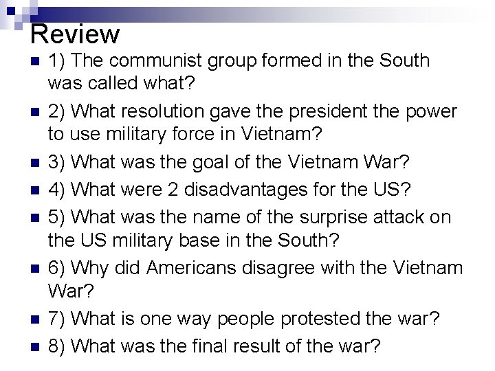 Review n n n n 1) The communist group formed in the South was Review n n n n 1) The communist group formed in the South was