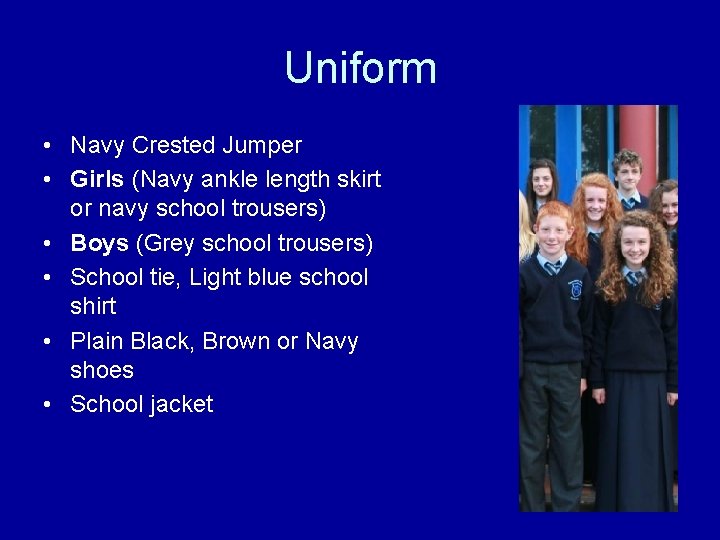 Uniform • Navy Crested Jumper • Girls (Navy ankle length skirt or navy school