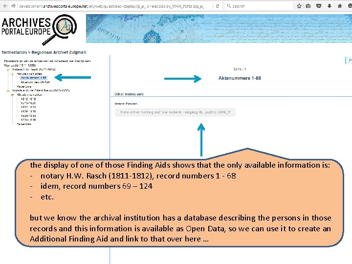 the display of one of those Finding Aids shows that the only available information the display of one of those Finding Aids shows that the only available information