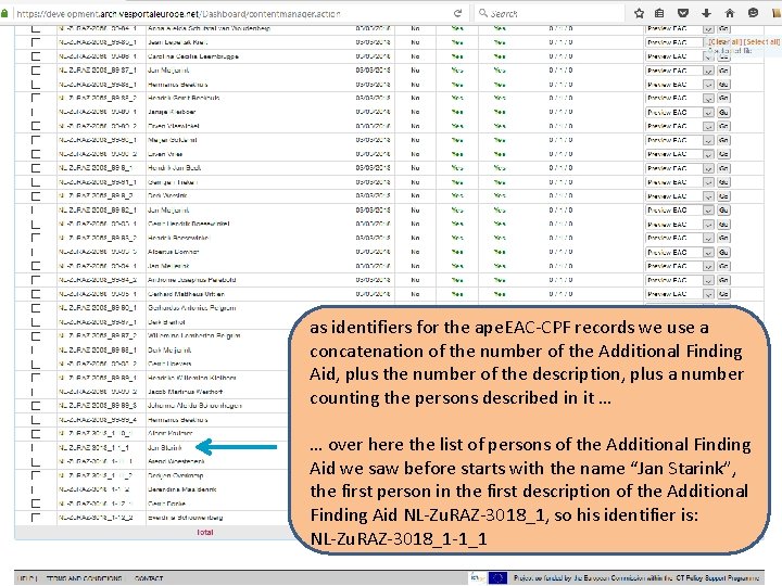 as identifiers for the ape. EAC-CPF records we use a concatenation of the number as identifiers for the ape. EAC-CPF records we use a concatenation of the number