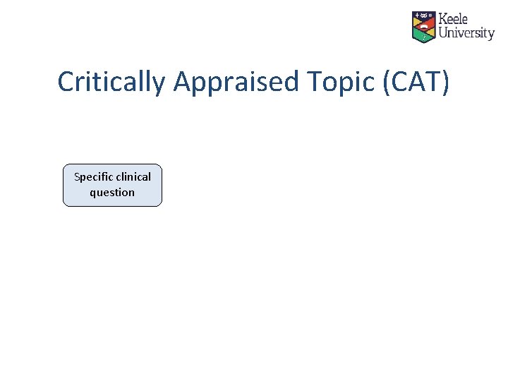 Critically Appraised Topic (CAT) Specific clinical question Critically Appraised Topic (CAT) Specific clinical question
