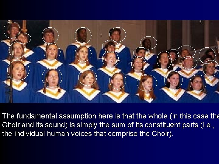 The fundamental assumption here is that the whole (in this case the Choir and