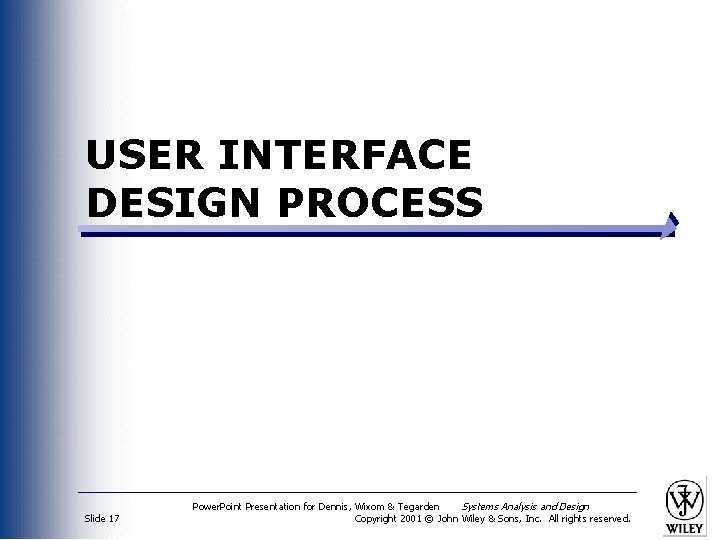 USER INTERFACE DESIGN PROCESS Slide 17 Power. Point Presentation for Dennis, Wixom & Tegarden