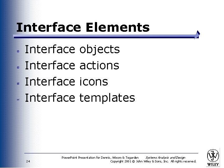 Interface Elements Interface 24 objects actions icons templates Power. Point Presentation for Dennis, Wixom