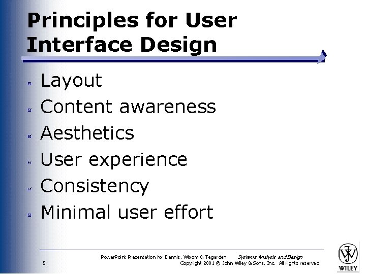 Principles for User Interface Design Layout Content awareness Aesthetics User experience Consistency Minimal user