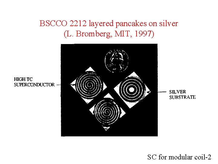 BSCCO 2212 layered pancakes on silver (L. Bromberg, MIT, 1997) SC for modular coil-2