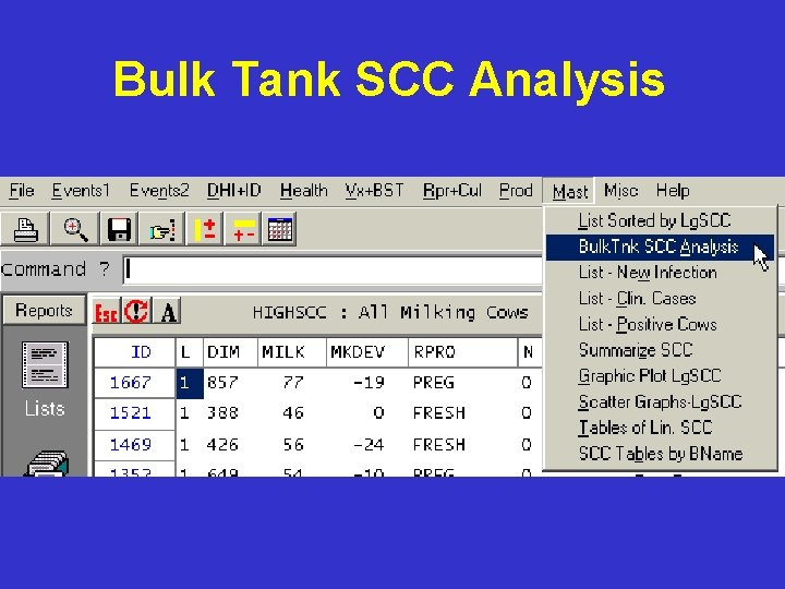 Bulk Tank SCC Analysis Bulk Tank SCC Analysis