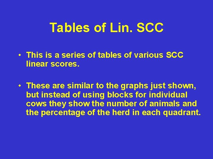 Tables of Lin. SCC • This is a series of tables of various SCC Tables of Lin. SCC • This is a series of tables of various SCC