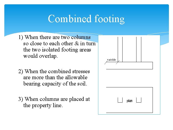 Combined footing 1) When there are two columns so close to each other &