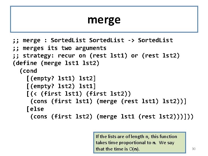 merge ; ; merge : Sorted. List -> Sorted. List ; ; merges its merge ; ; merge : Sorted. List -> Sorted. List ; ; merges its