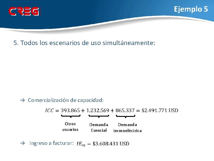 Ejemplo 5 5. Todos los escenarios de uso simultáneamente: → Comercialización de capacidad: Otros