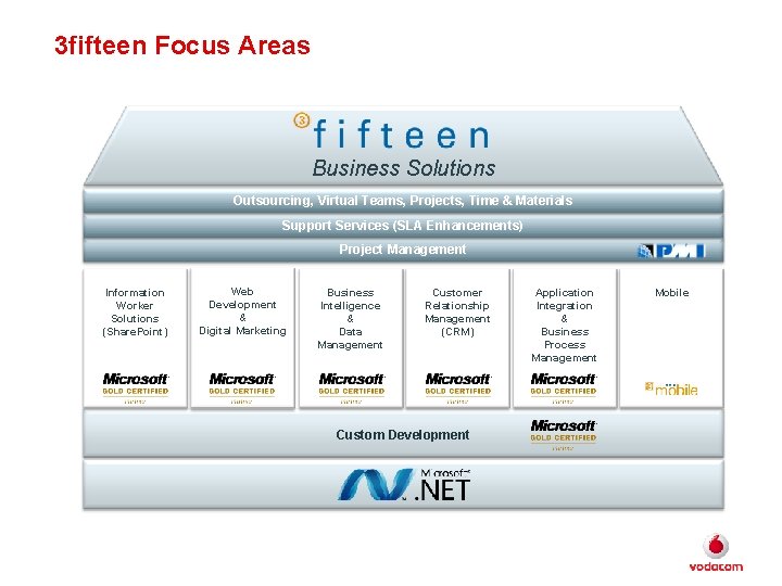 3 fifteen Focus Areas Business Solutions Outsourcing, Virtual Teams, Projects, Time & Materials Support