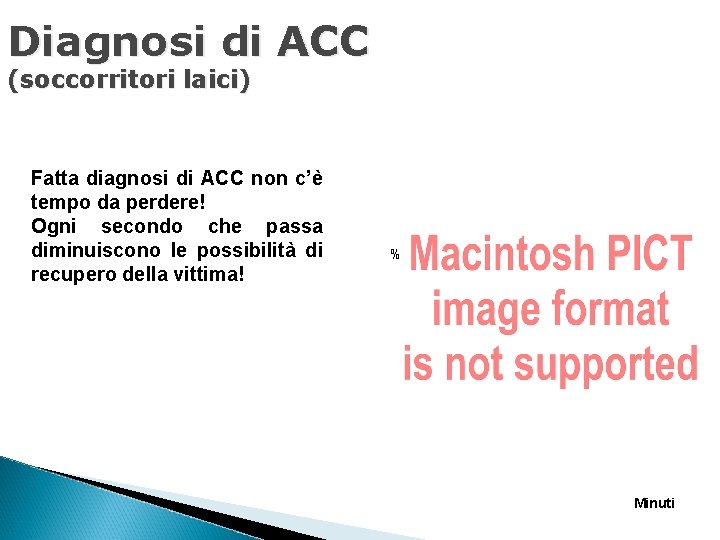 Diagnosi di ACC (soccorritori laici) Fatta diagnosi di ACC non c’è tempo da perdere!