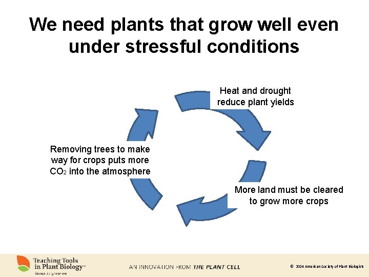 We need plants that grow well even under stressful conditions Heat and drought reduce