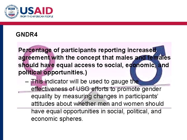 GNDR 4 Percentage of participants reporting increased agreement with the concept that males and GNDR 4 Percentage of participants reporting increased agreement with the concept that males and