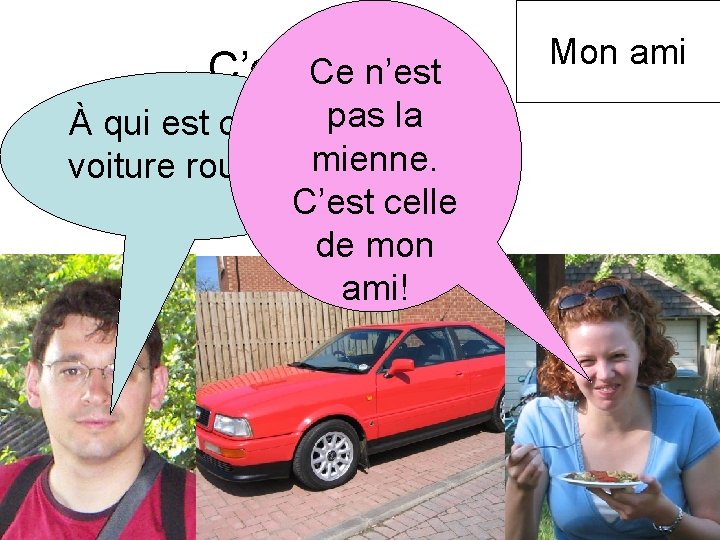 C’est. Ce à qui? n’est À qui est cette pas la voiture rouge? mienne.