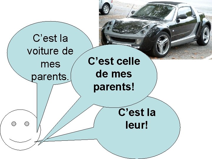 C’est la voiture de mes parents. C’est celle de mes parents! C’est la leur!