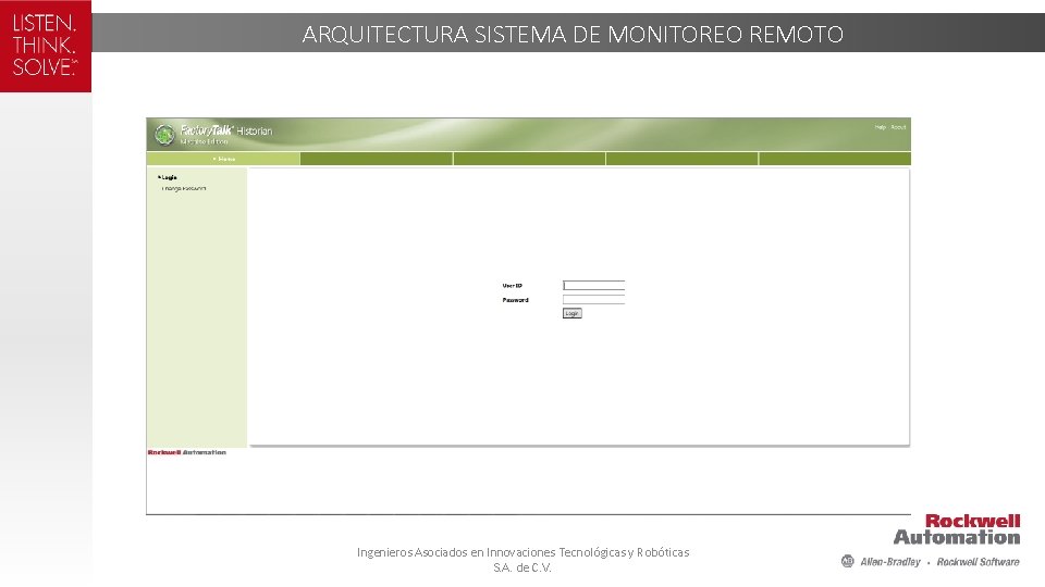 ARQUITECTURA SISTEMA DE MONITOREO REMOTO Ingenieros Asociados en Innovaciones Tecnológicas y Robóticas S. A.